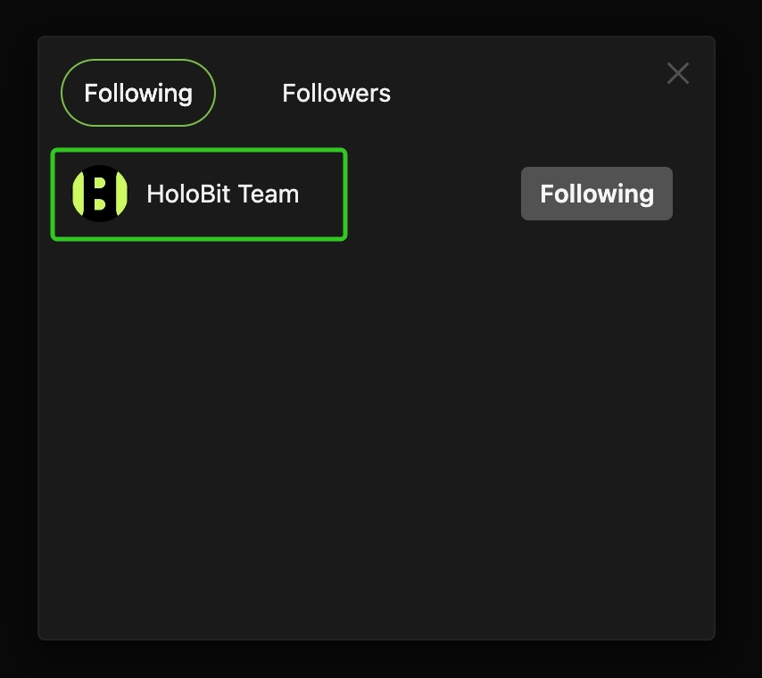 View Following/Followers