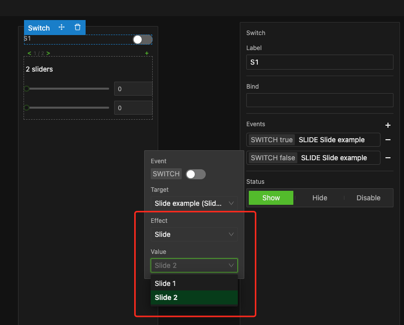 Slide Switching Interactions
