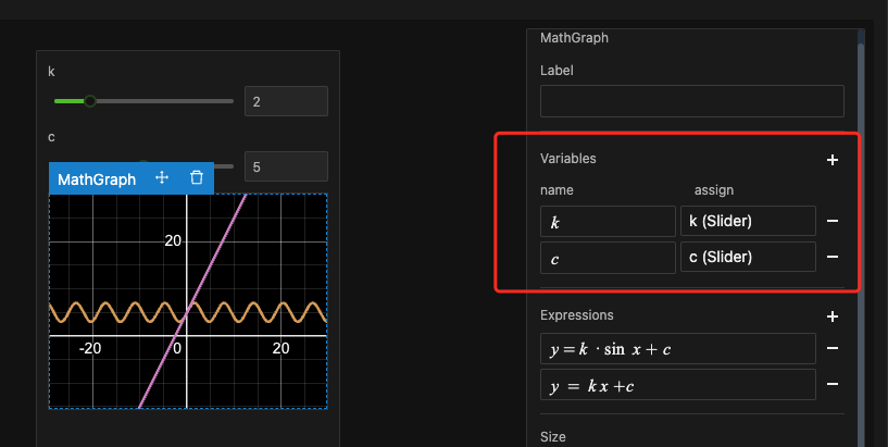 Math Graph Variable Binding