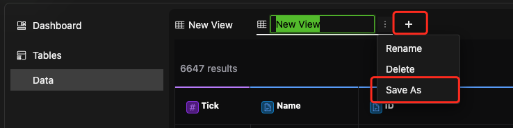 Create New Data View