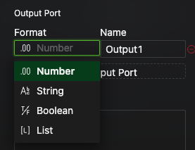 Selecting an output format from the dropdown list